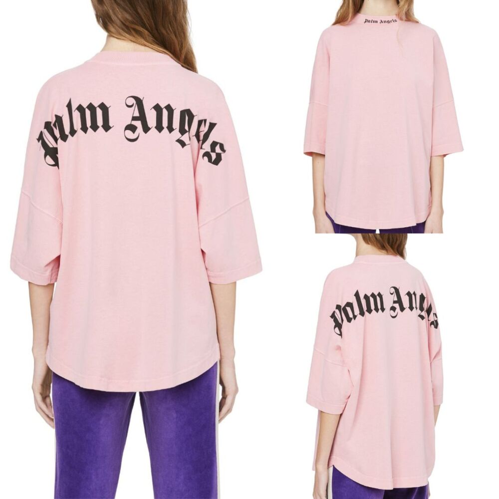 Palm Angels T-Shirt Womens Small Pink Rear Logo Graphic Baggy Skater Streetwear